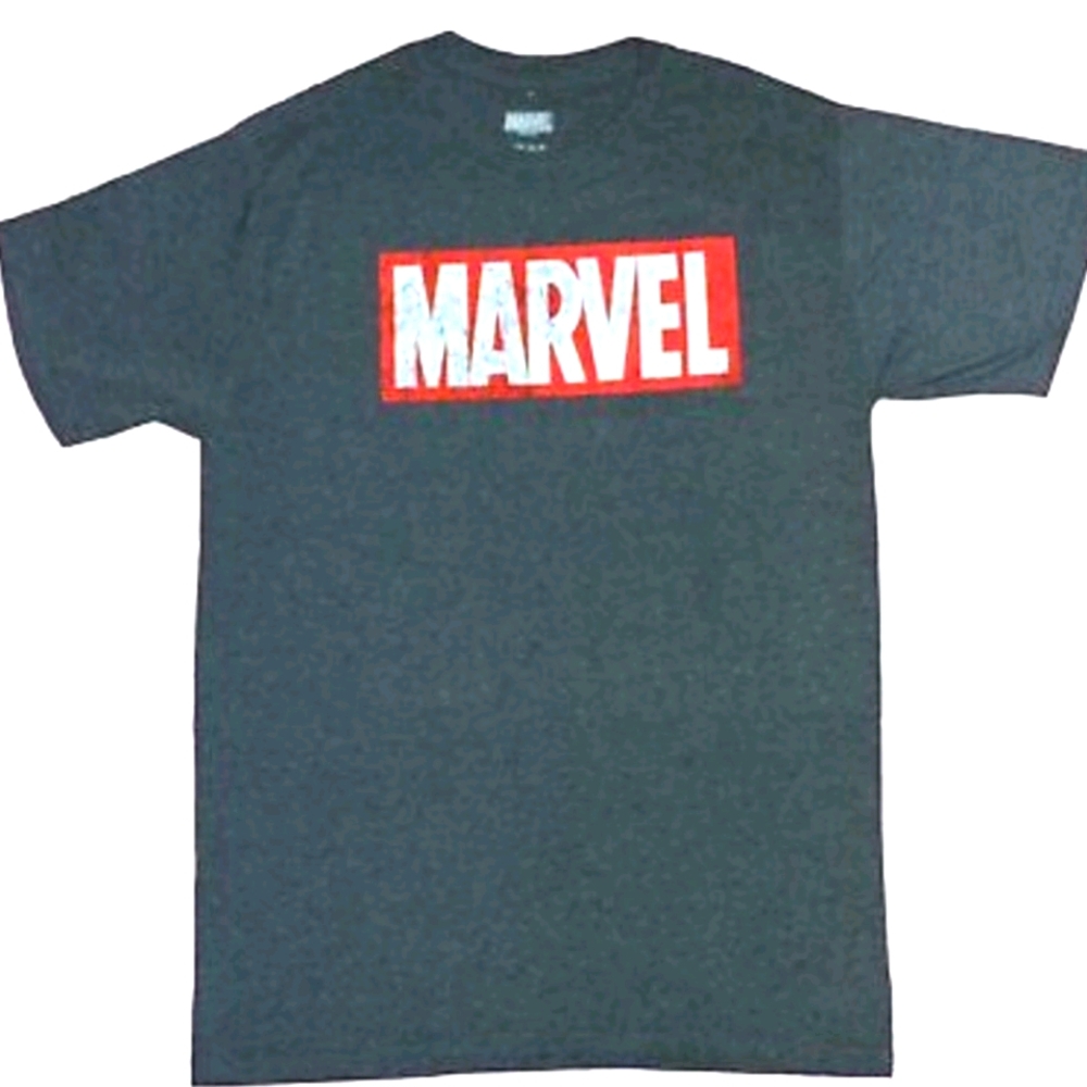 Marvel Mens T-Shirt Classic Distresed Red Box Logo